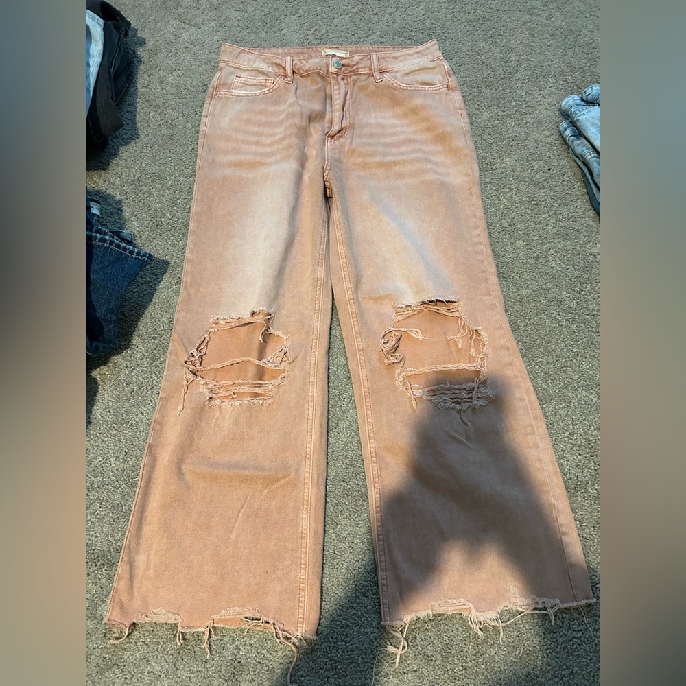 Altar'd State Peach/Copper Wide Leg Jeans